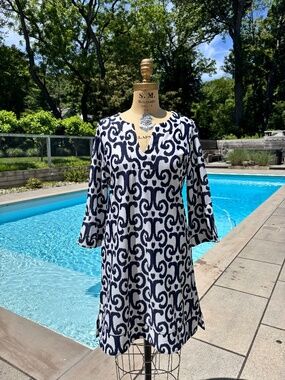 Jude Connally Navy Blue & White Shirtdress Size M